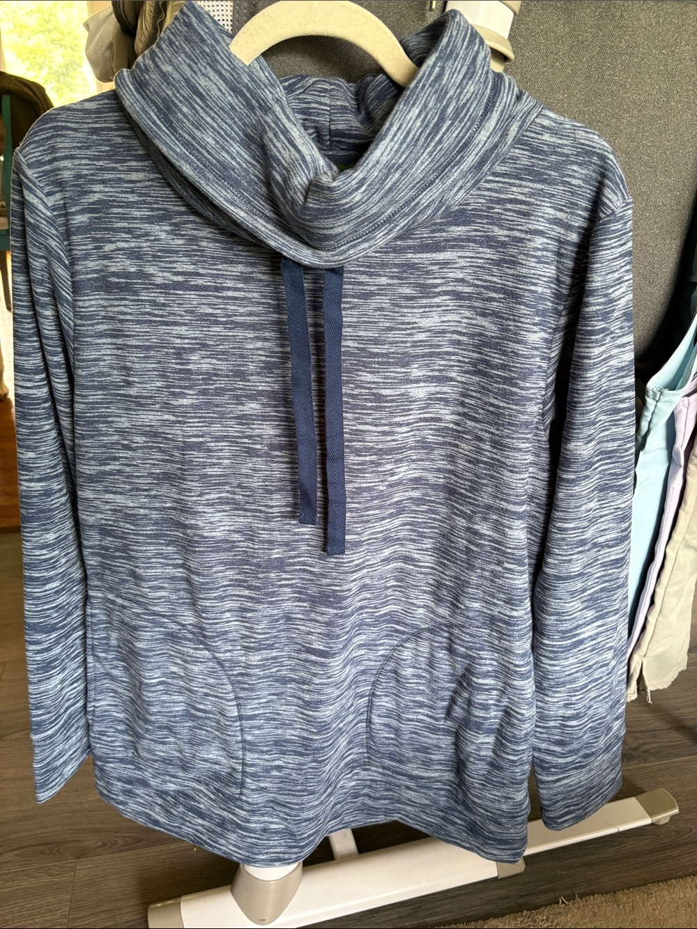 Heathered Blue Cowl-Neck Pullover Sweater NWOT